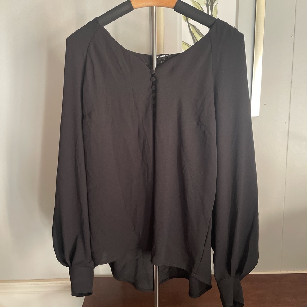 Express Black Button-Front Blouse